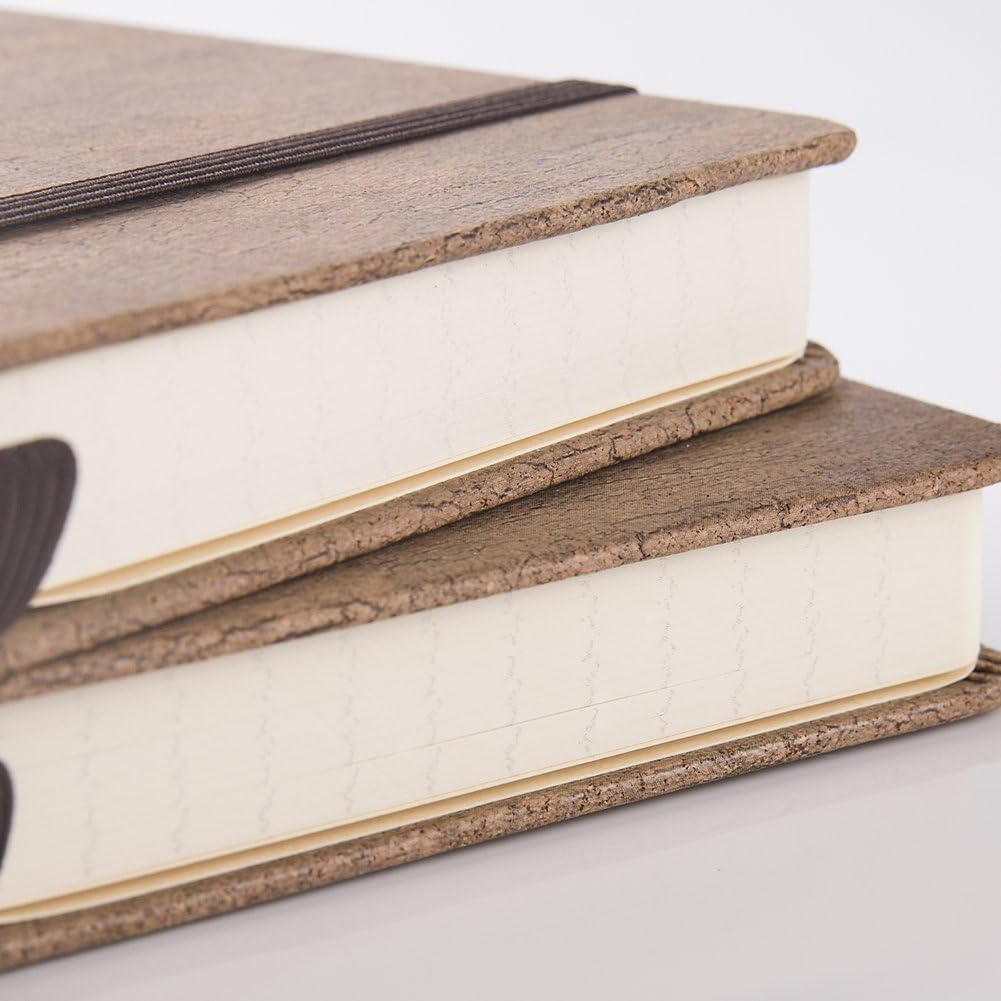 Lemome Cuaderno/diario rayado – Cuaderno de escritura de tapa dura ecológico con corcho natural y lazo para bolígrafo y papel grueso de alta calidad – A5 (5x8) Cuaderno clásico encuadernado