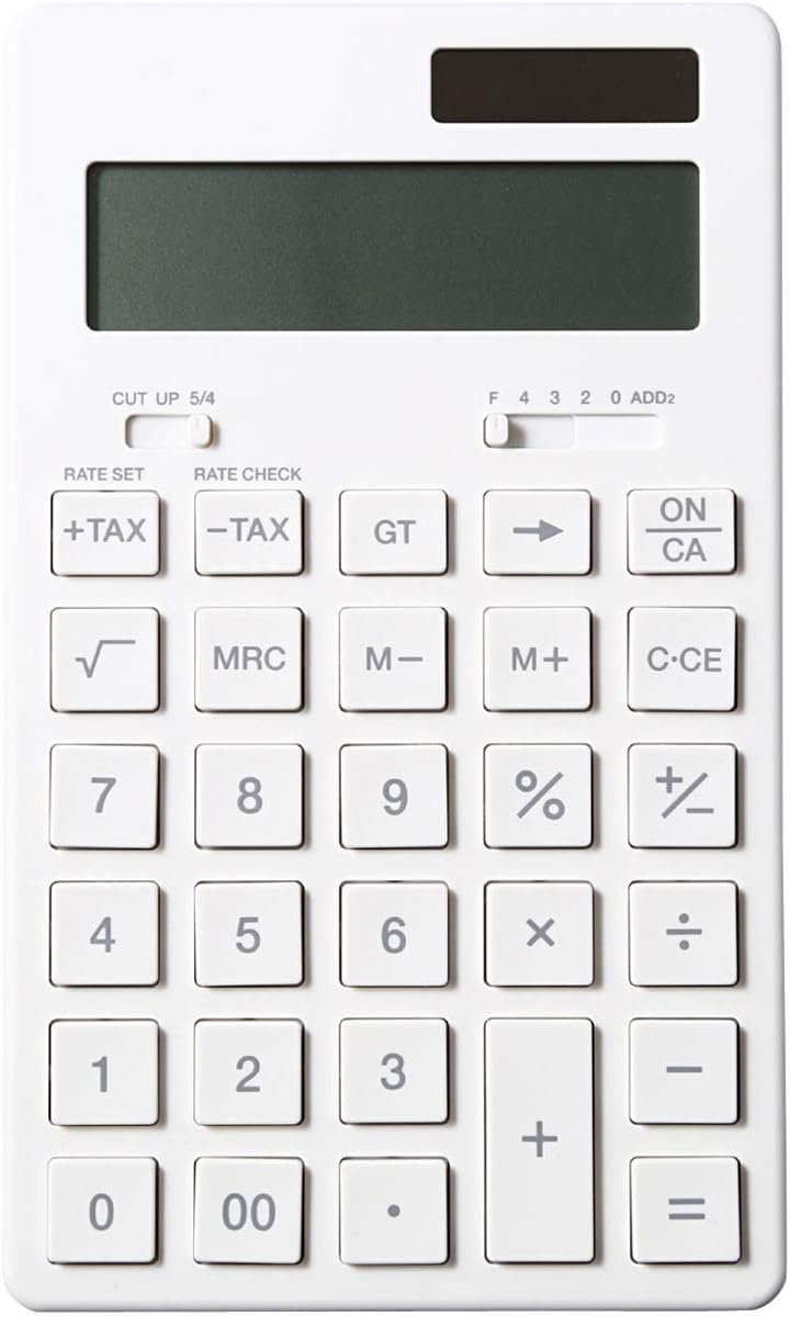 MUJI 37355538 Calculadora, Calculadora Normal, Blanco, 12 dígitos (KK-1154MS)