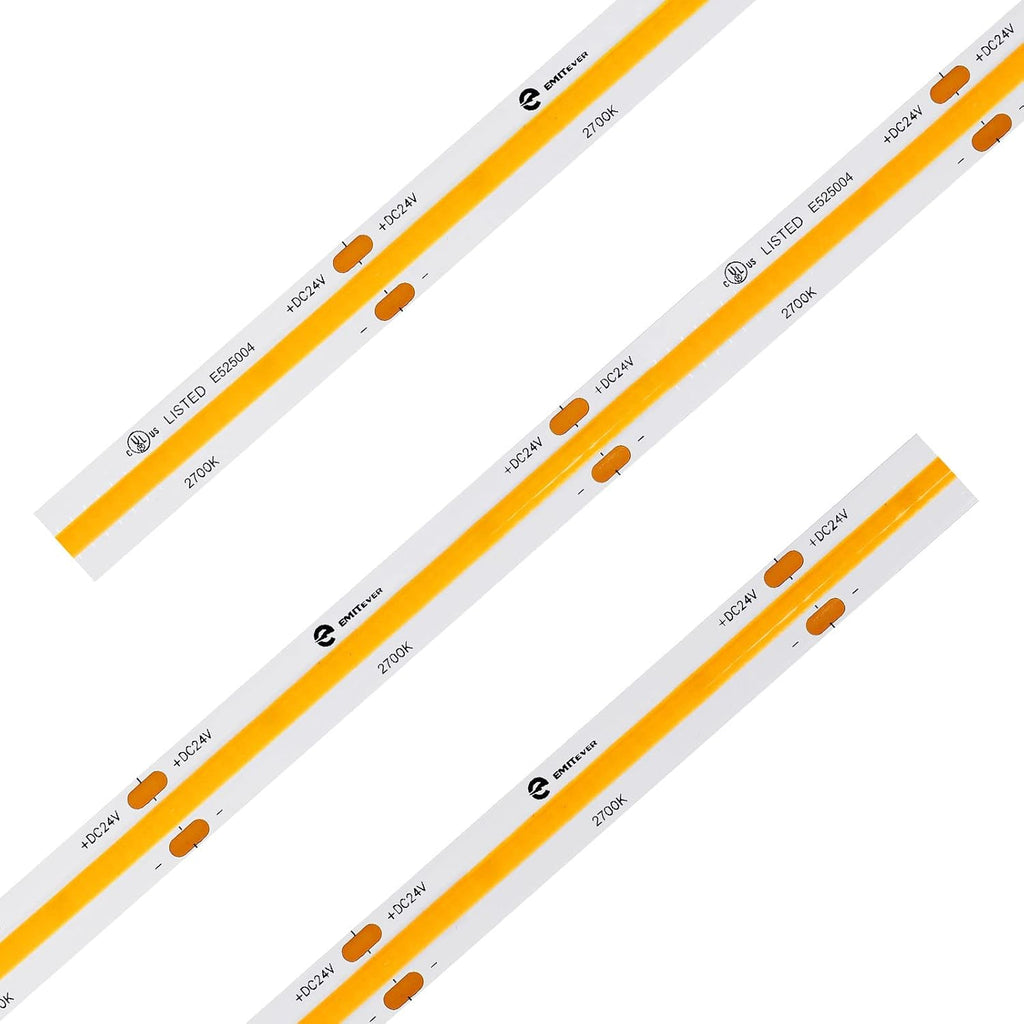 Emitever Controlador LED regulable, 100 W CA 110 V-277 V a CC 24 V, 5 en 1 atenuación: ELV/MLV/TRIAC / 0-10V / 1-10V / 10V PWM/potenciómetro, listado UL+2700K luces de tira de 16.4 pies, 2560 LEDS