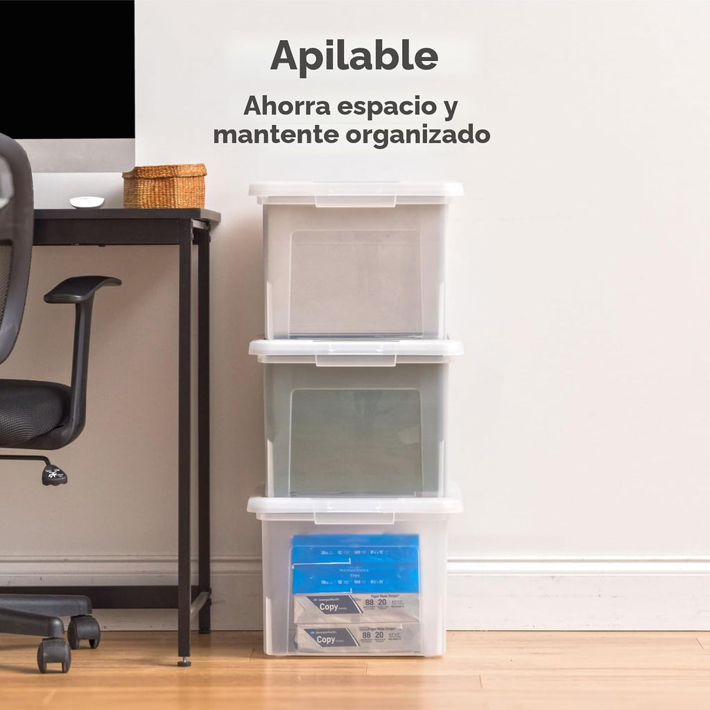 IRIS USA - Caja de archivos, organizador de archivos de plástico con tapas para archivos de cartas/documentos legales, caja de documentos portátil para mudanza, contenedor de almacenamiento con tapa