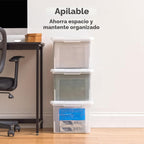 IRIS USA - Caja de archivos, organizador de archivos de plástico con tapas para archivos de cartas/documentos legales, caja de documentos portátil para mudanza, contenedor de almacenamiento con tapa