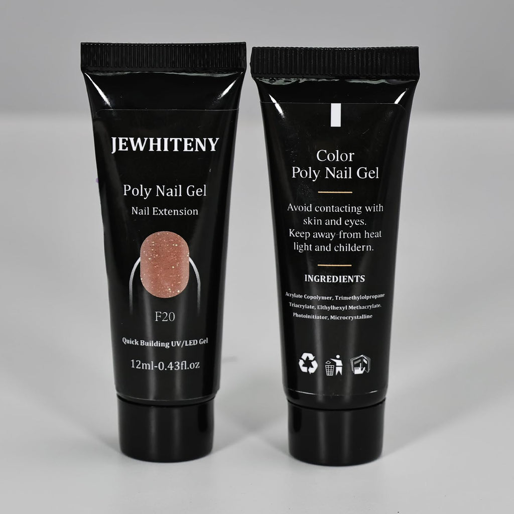 JEWHITENY Kit de uñas de gel de extensión de polímero de 14 colores con lámpara U V, a04