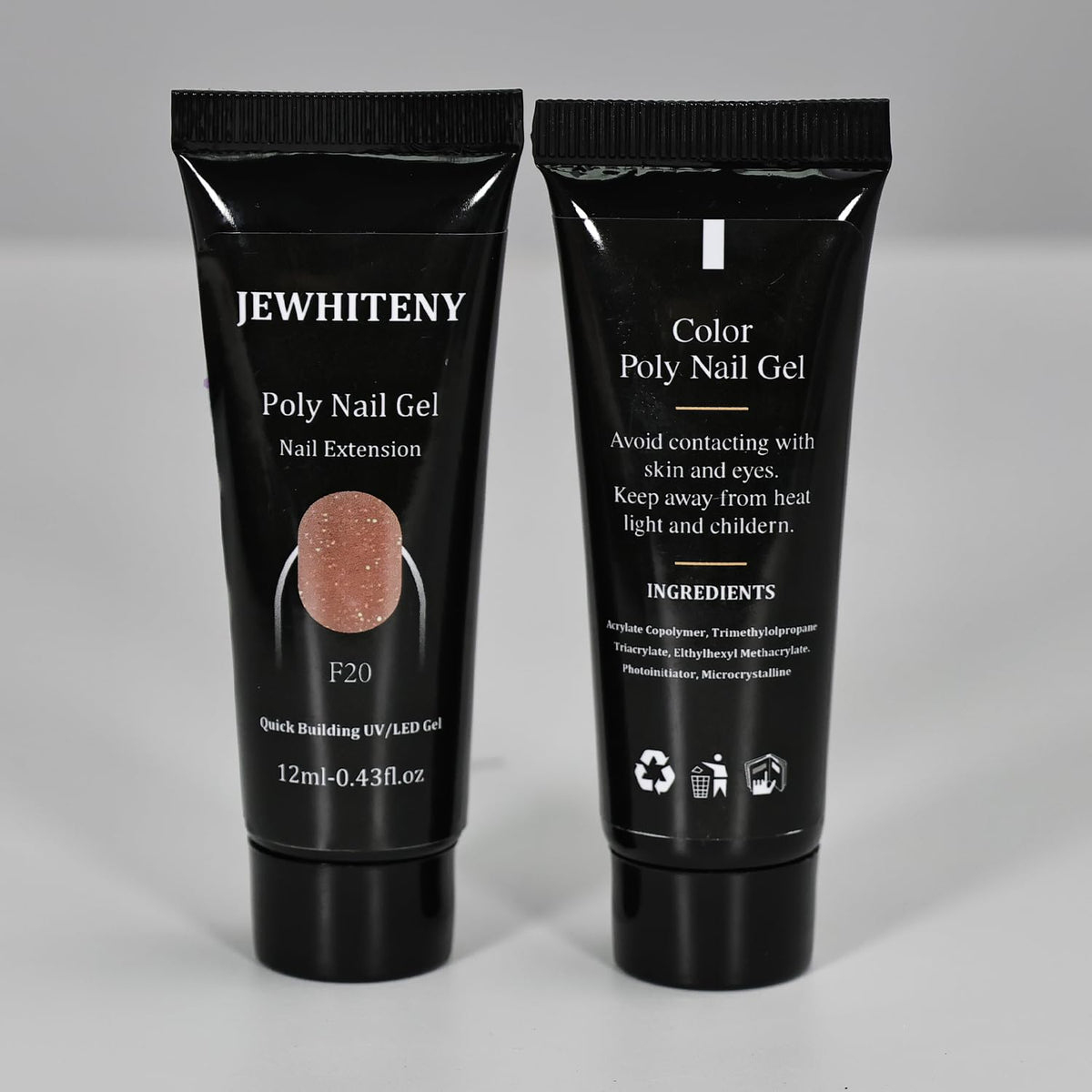 JEWHITENY Kit de uñas de gel de extensión de polímero de 14 colores con lámpara U V, a04
