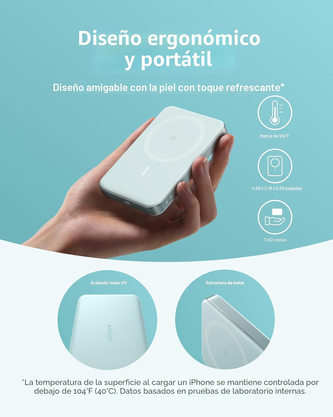 Anker MagGo Power Bank, batería magnética ultradelgada de 10,000 mA...