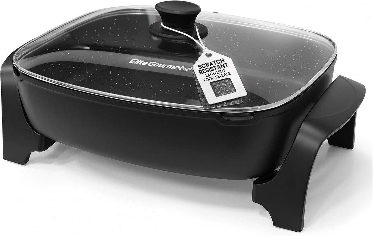 Elite Gourmet - Sartén eléctrica antiadherente de 10.5 cuartos de galón