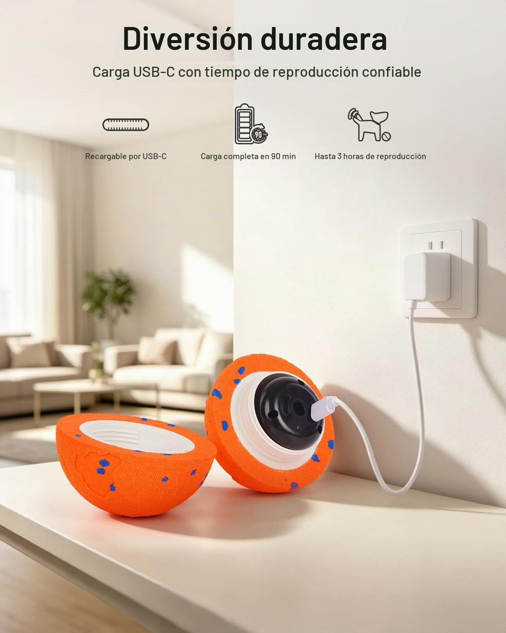 Pelota interactiva inteligente para perros, juguete resistente a las