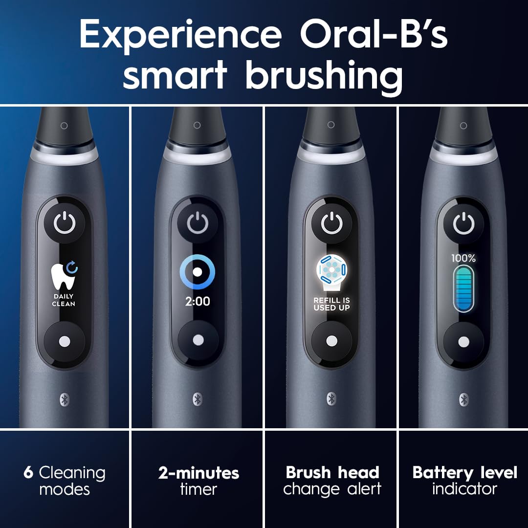 Oral-B iO Series 8 Cepillo de dientes eléctrico con 2 cabezales de cepillo de repuesto, violeta ametrina