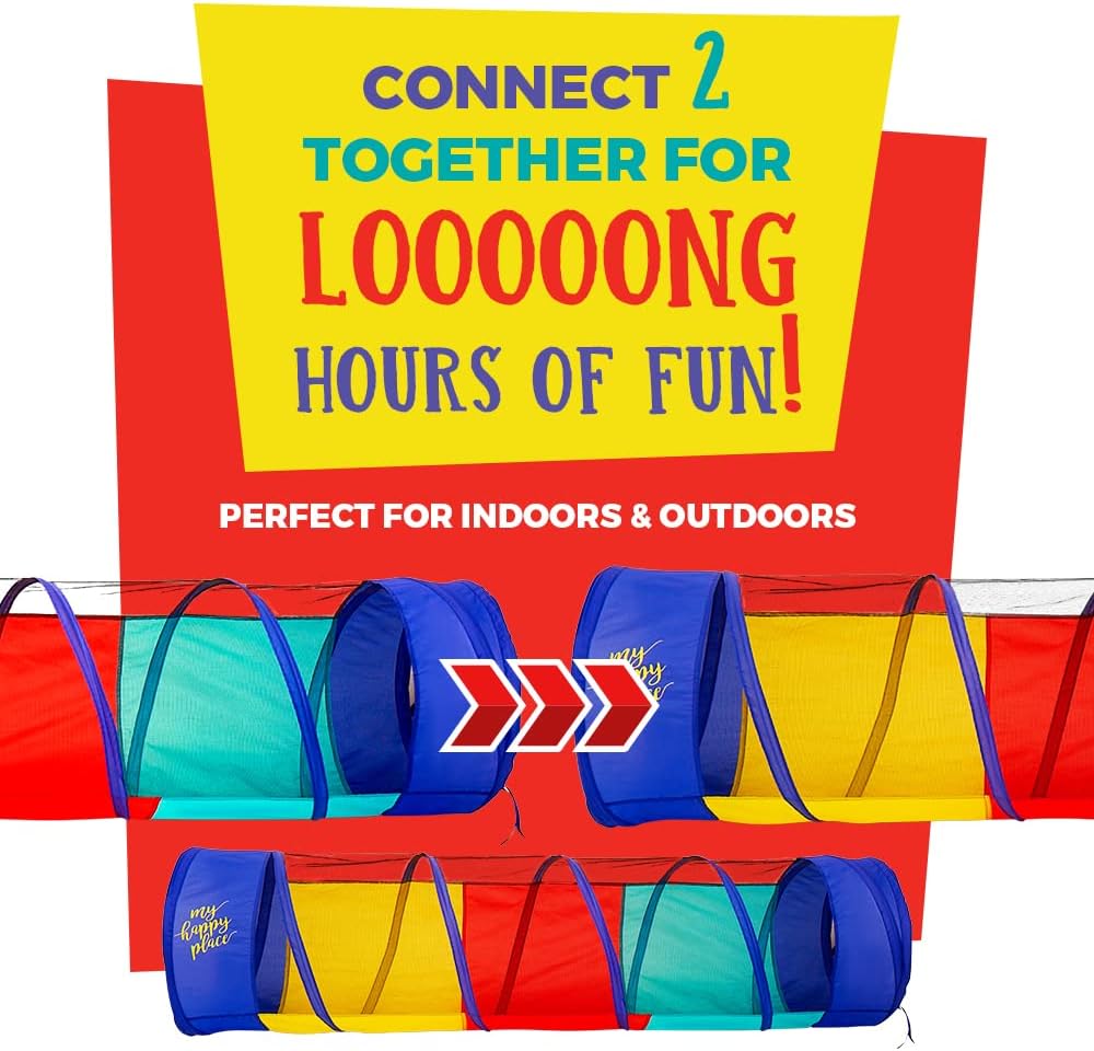 Kiddey Túnel de juego Pop Up Tunnel juguetes para niños pequeños, túnel multicolor para diversión en interiores y exteriores, gatear y jugar, carrera de obstáculos para niños, regalos para niños