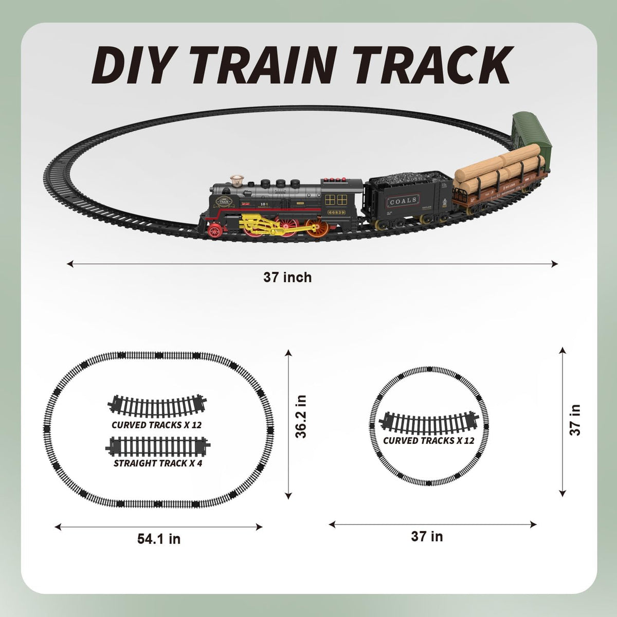 Juego de tren eléctrico para niños, juguete de tren con humo