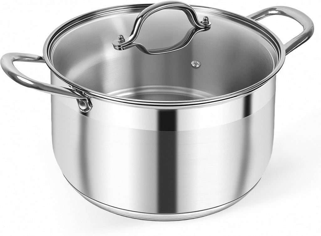 Kirecoo Olla de inducción de acero inoxidable de 8 cuartos con tapa visible