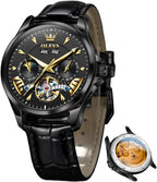 OLEVS - Relojes automáticos para hombre, multicalendario, con fase lunar, 3ATM impermeable, reloj de lujo clásico para negocios, de pulsera