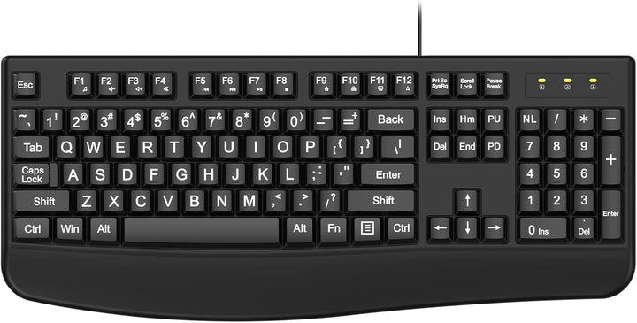 QUASIO Teclado de impresión grande, 2.4 G, ergonómico de tamaño com...