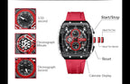PASOY Reloj cronógrafo para hombre, cara grande, caja Tonneau, correa de