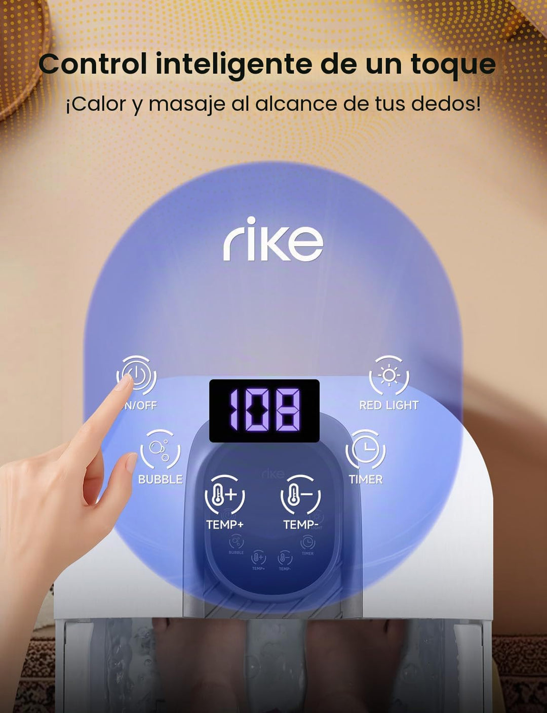 RIKE Spa de pies plegable con calentamiento rápido y masaje PTC, ba...