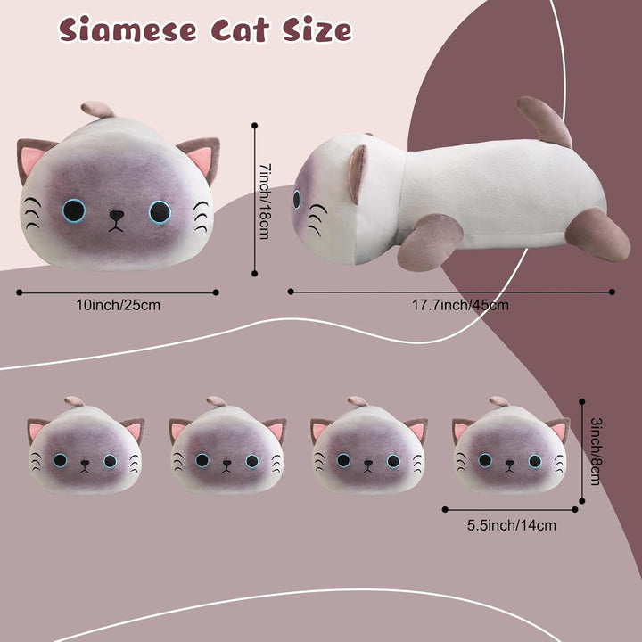 TOYSYM - Almohada de gata siamesa, adorable almohada de peluche de...