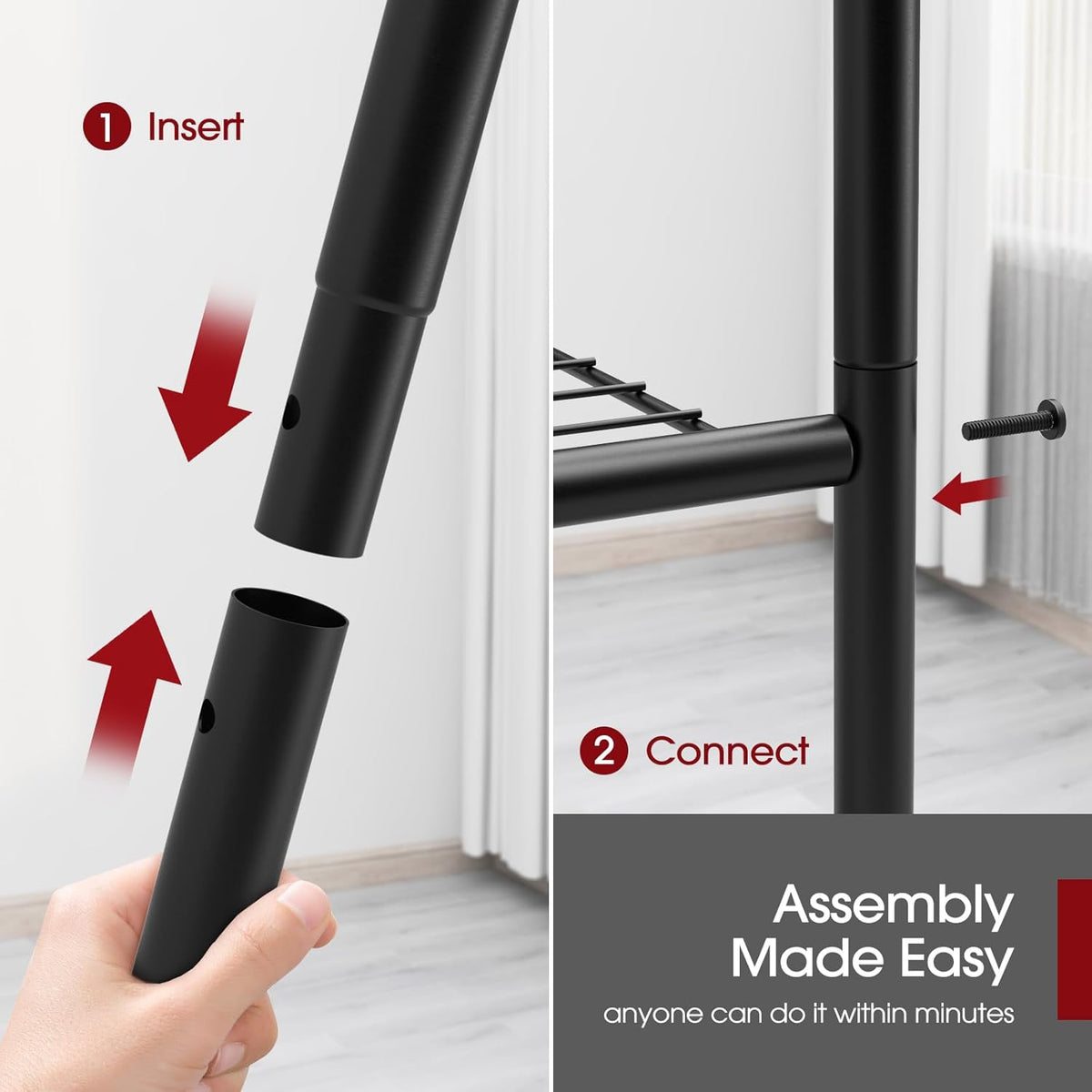 2-Pack de Estanterías de Acero para Garaje de 5 Niveles, 33.5"x12.6"x72", negro