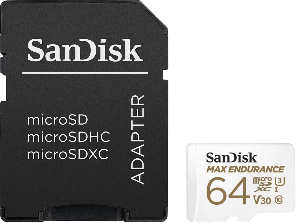 SANDISK Tarjeta microSDXC de resistencia máxima de 64 GB con adaptador para