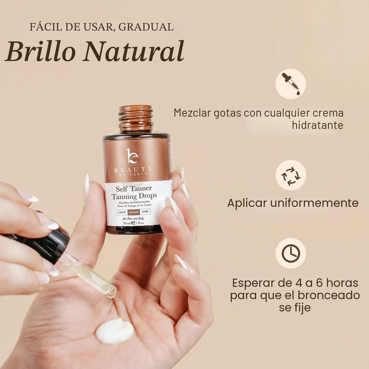 Gotas autobronceadoras - Hechas en EE. UU. con ingredientes natural...