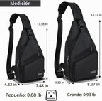 Bolso cruzado para hombres y mujeres, mochila de hombro casual, mochila de pecho para senderismo y viajes (L, negro)