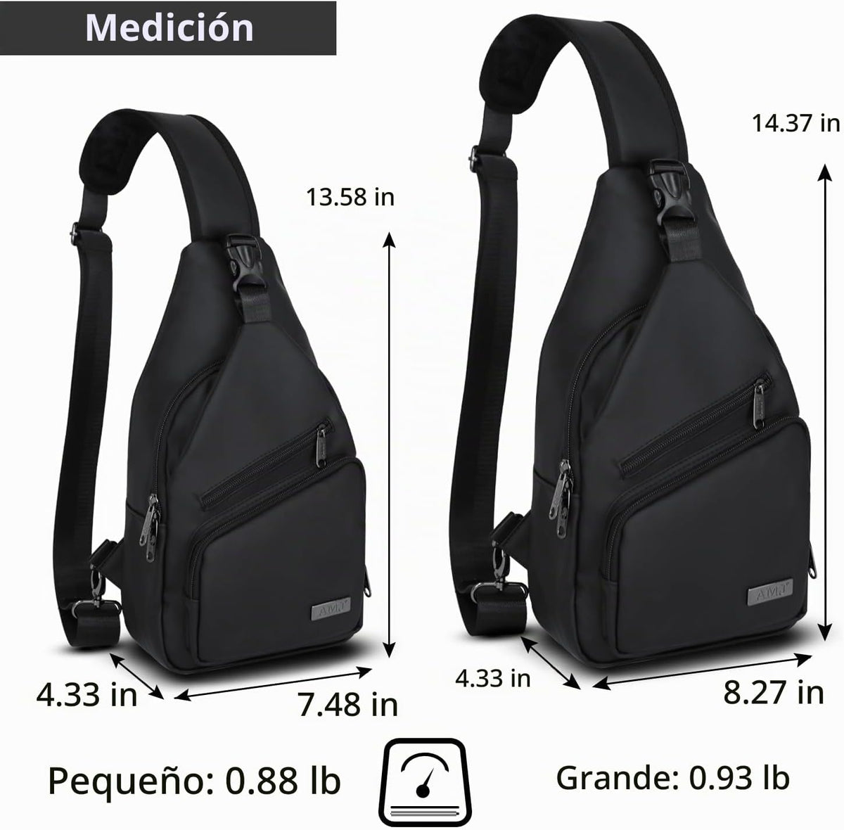 Mochila cruzada pequeña, bandolera de hombro, de cuero, color negro