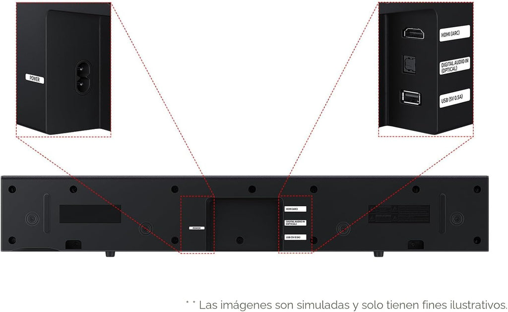 Barra de sonido Samsung Serie B HW B400F 2.0 canales con subwoofer incorporado (Modelo 2025) Un control remoto, expansión de sonido envolvente, modo de mejora de voz
