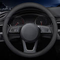Carodi Última cubierta de cuero de napa para volante de coche, elegante antideslizante cuero interior 15 pulgadas universal (negro)