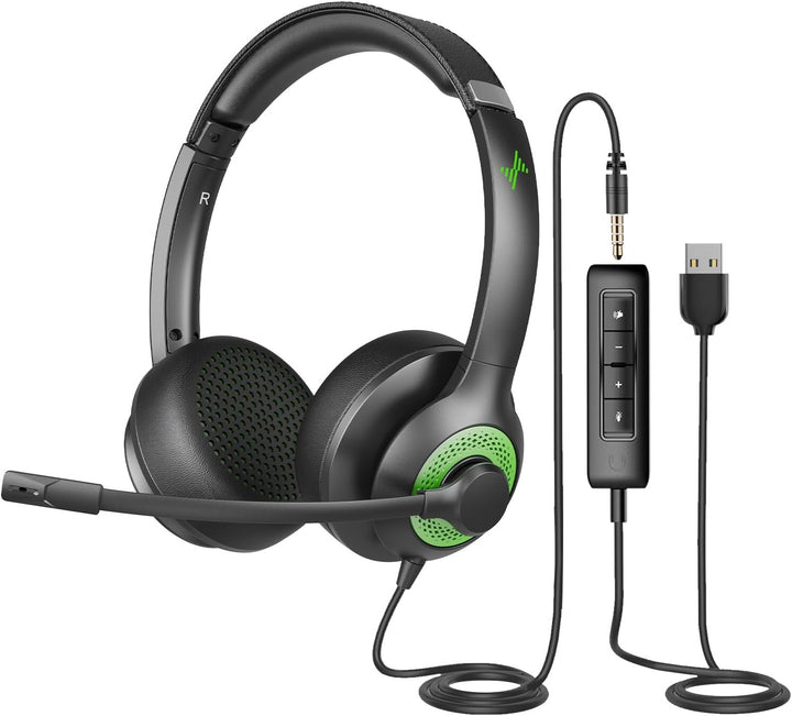 JIAMQISHI Auriculares USB con micrófono para PC, auriculares para c...