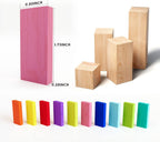 WOOD CITY Juego de dominó de 1000 piezas para niños con 20 bloques adicionales, coloridos azulejos de dominó para construir, apilar, carreras, volar, dominó de madera con bolsa de almacenamiento y
