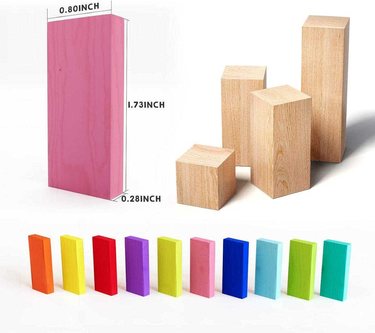 WOOD CITY Juego de dominó de 1000 piezas para niños con 20 bloques adicionales, coloridos azulejos de dominó para construir, apilar, carreras, volar, dominó de madera con bolsa de almacenamiento y