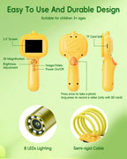 Cámara Boroscopio con Luz para Niños, 2.4" IPS, Naranja León