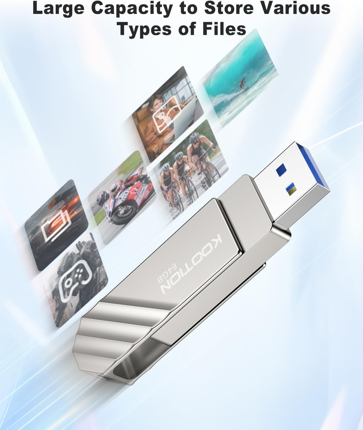 KOOTION Unidad flash USB 3.2 de 64 GB, velocidad de lectura de hast...