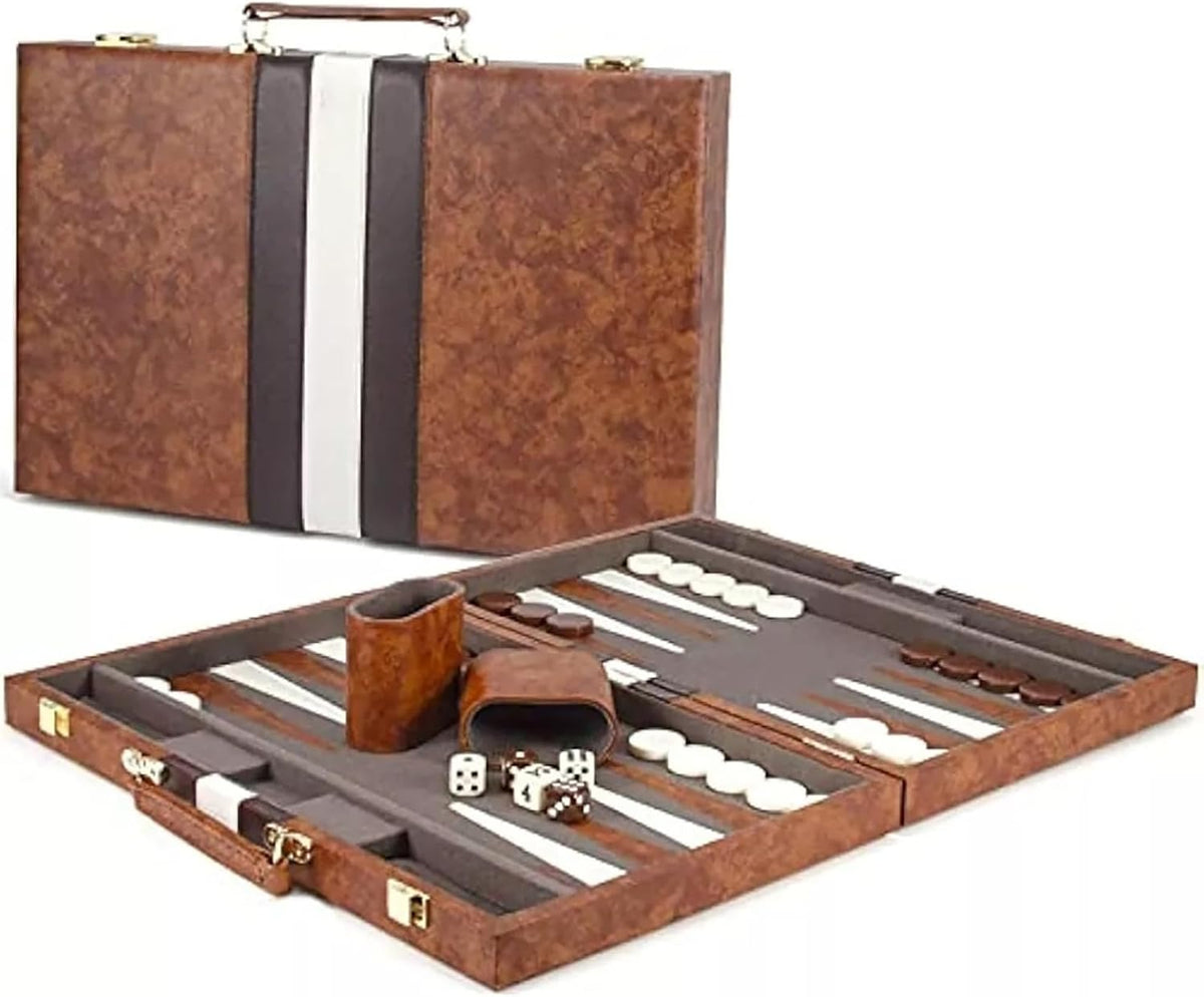 Juego de backgammon portátil de 15 pulgadas con tablero plegable y estuche