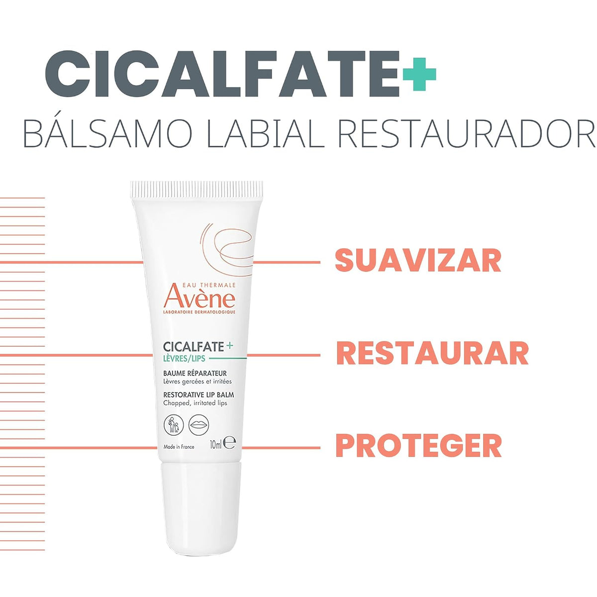 Avène Cicalfate Crema Restauradora para Labios, Humectación de Larg...
