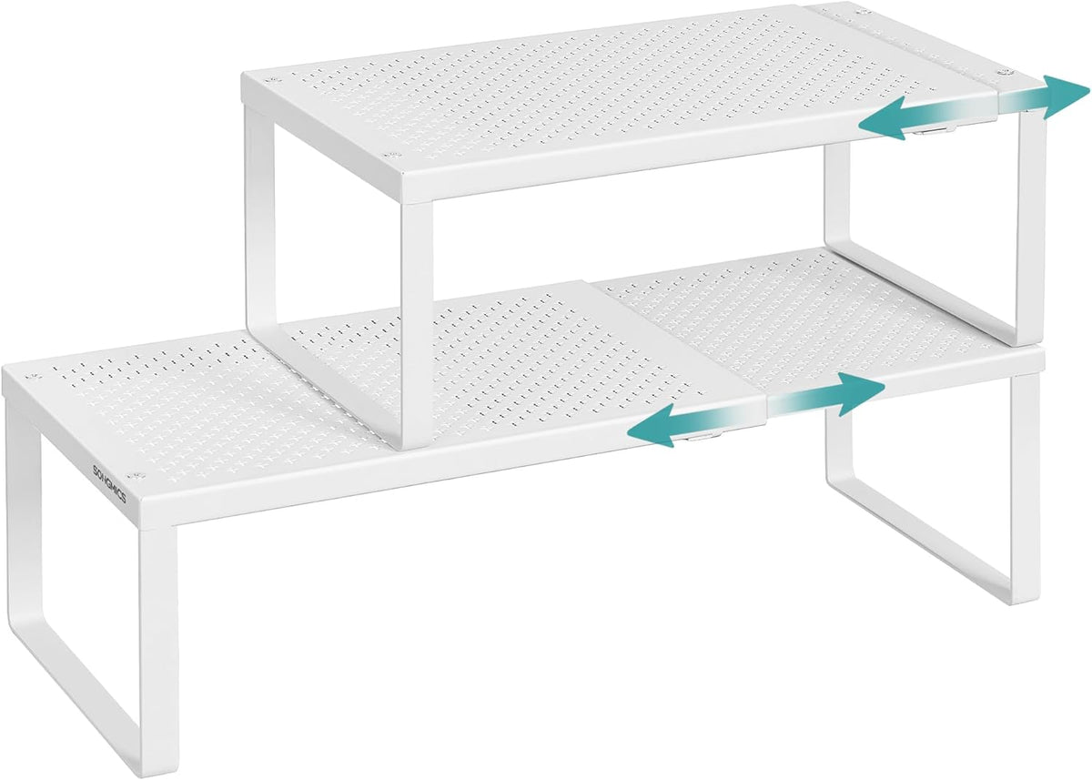 SONGMICS Spice Rack, Expandable Kitchen Countertop Shelf, Steel, Set de 2