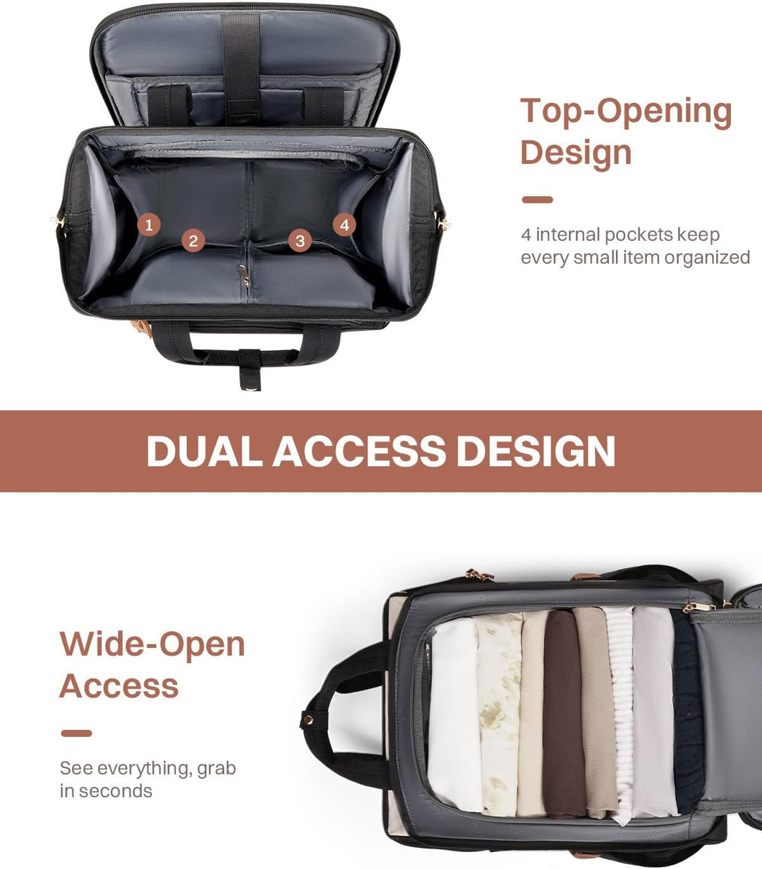AUROTIER Mochila Puffer con Ruedas para Mujeres, Mochila de Viaje c...