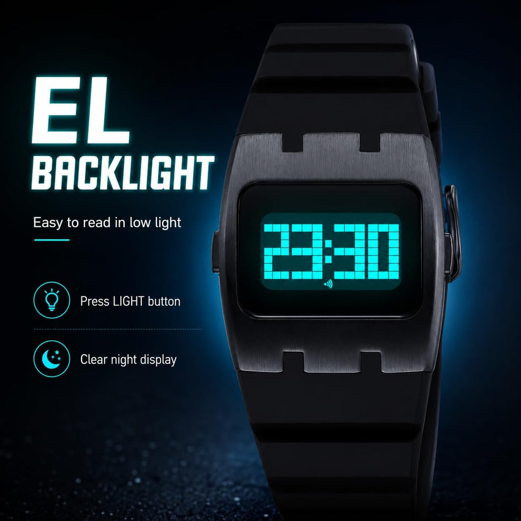 Reloj deportivo digital para hombre, impermeable, con pantalla LED, cronómetro, alarma, fecha, banda de silicona, reloj de pulsera ligero