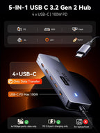 QUUGE, QC504, hub USB 3.2 de 4 puertos
