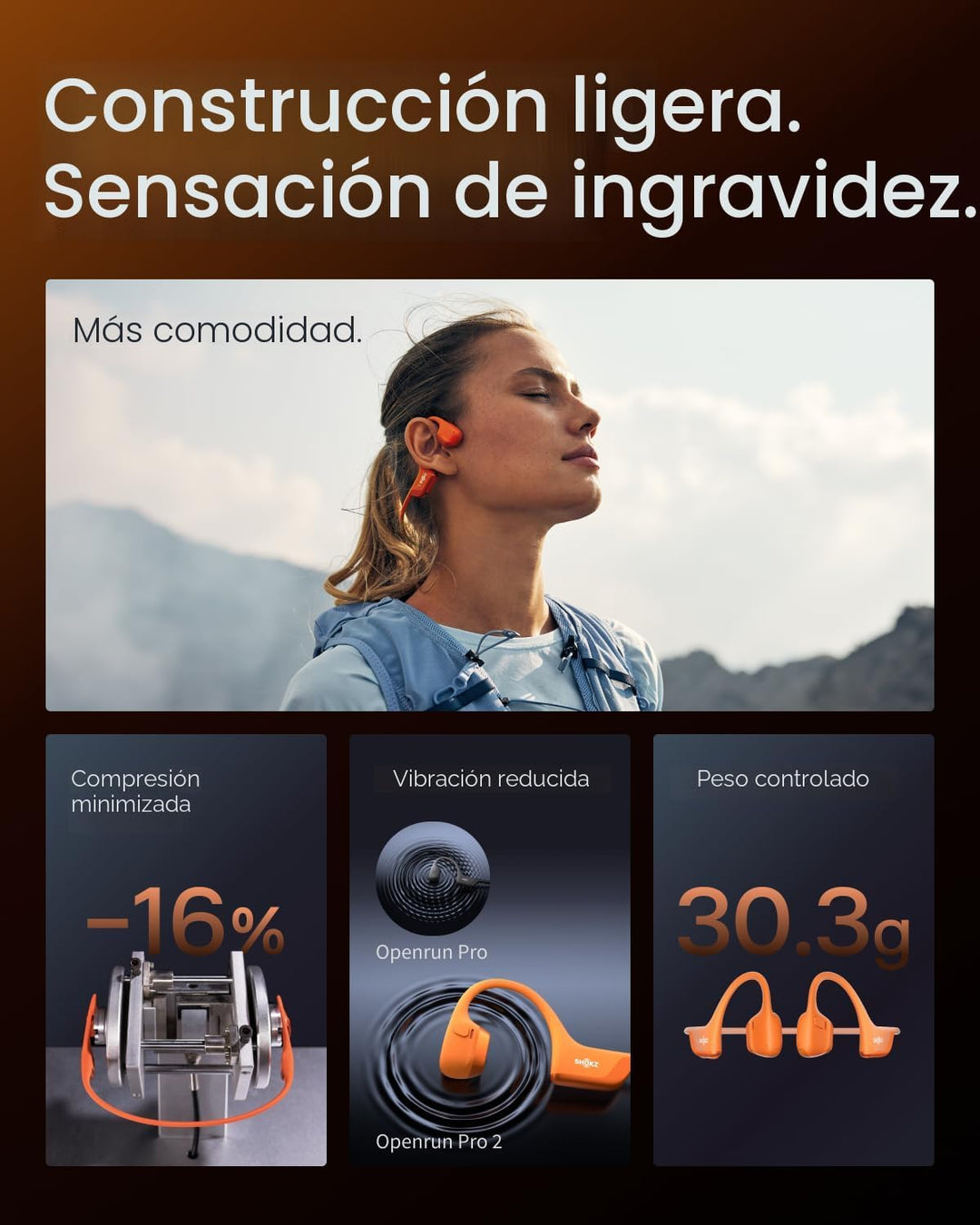 SHOKZ OpenRun Pro 2 - Auriculares deportivos de oreja abierta, cond...