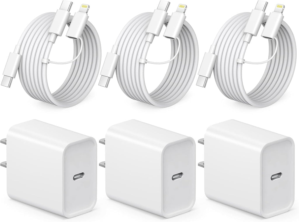 Cargador de carga rápida para iPhone 17, 16, 15, paquete de 3 cargadores USB C, cable Lightning de 6 pies y cable USB C tipo C para iPhone 17/17 Plus/17 Pro Max/Air/16/16 Plus/16 Max/15 Pro Max/14 Max/iPad