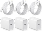 Cargador de carga rápida para iPhone 17, 16, 15, paquete de 3 cargadores USB C, cable Lightning de 6 pies y cable USB C tipo C para iPhone 17/17 Plus/17 Pro Max/Air/16/16 Plus/16 Max/15 Pro Max/14 Max/iPad
