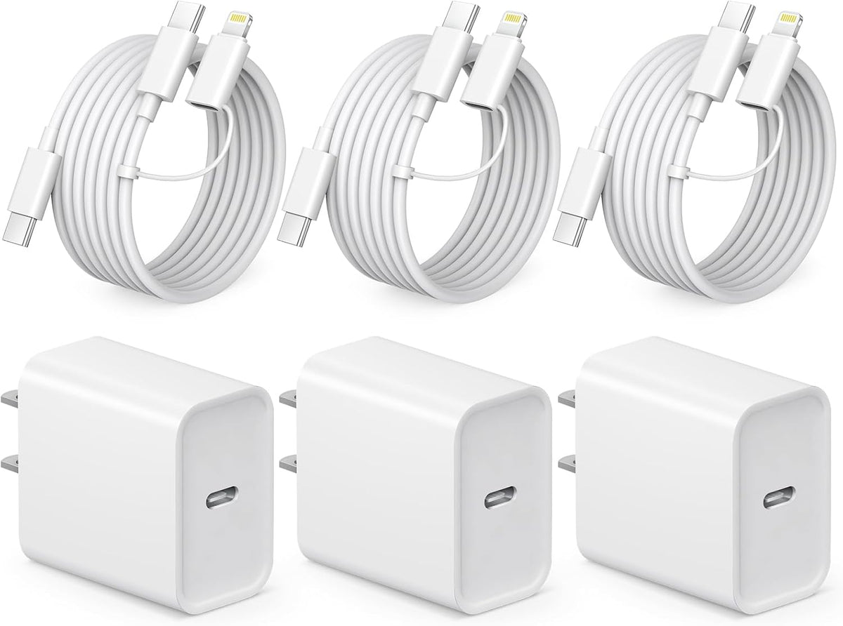 Cargador de carga rápida para iPhone 17, 16, 15, paquete de 3 cargadores USB C, cable Lightning de 6 pies y cable USB C tipo C para iPhone 17/17 Plus/17 Pro Max/Air/16/16 Plus/16 Max/15 Pro Max/14 Max/iPad