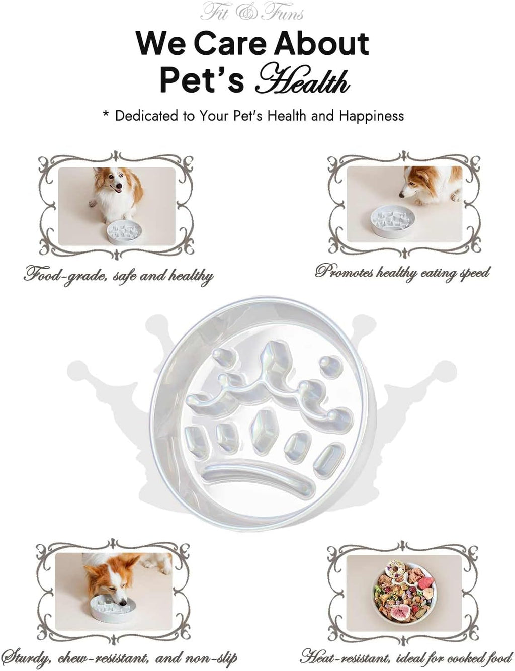 LE TAUCI Cuencos para perros de cerámica de alimentación lenta, cuenco de alimentación lenta de 1.5 tazas para razas pequeñas y medianas, cuenco de comida para perros de rompecabezas para comer rápido