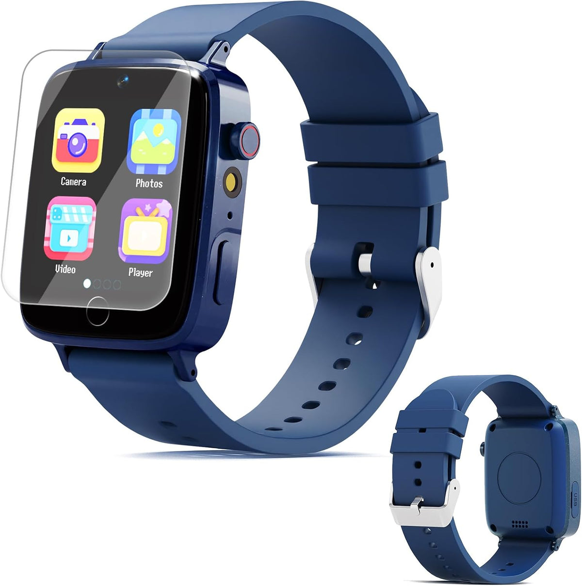 Reloj inteligente para niños con 26 juegos de rompecabezas, pantalla táctil HD, reloj para niños, cámara, reproductor de música, reloj despertador, calculadora, podómetro, tarjeta de aprendizaje, juguetes de 12/24 horas para niños de 3 a 12 años, regalo d