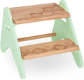 B. toys - B. spaces- B. spaces by Battat - Taburete de madera de dos escalones para niños - Peek-A-Boost - Menta y madera- 2 años +
