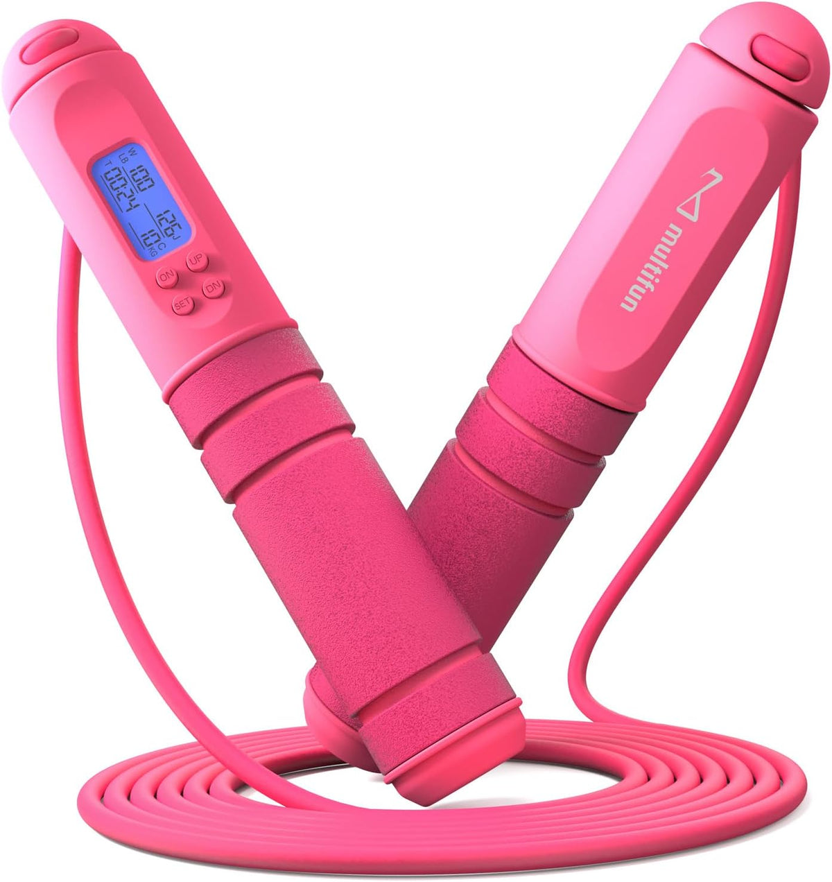 Paquete - 2 artículos: cuerda de saltar digital multifun con contador inteligente y bolas inalámbricas sin cuerda, cuerda de saltar ajustable para fitness, boxeo, MMA, sin enredos para hombres