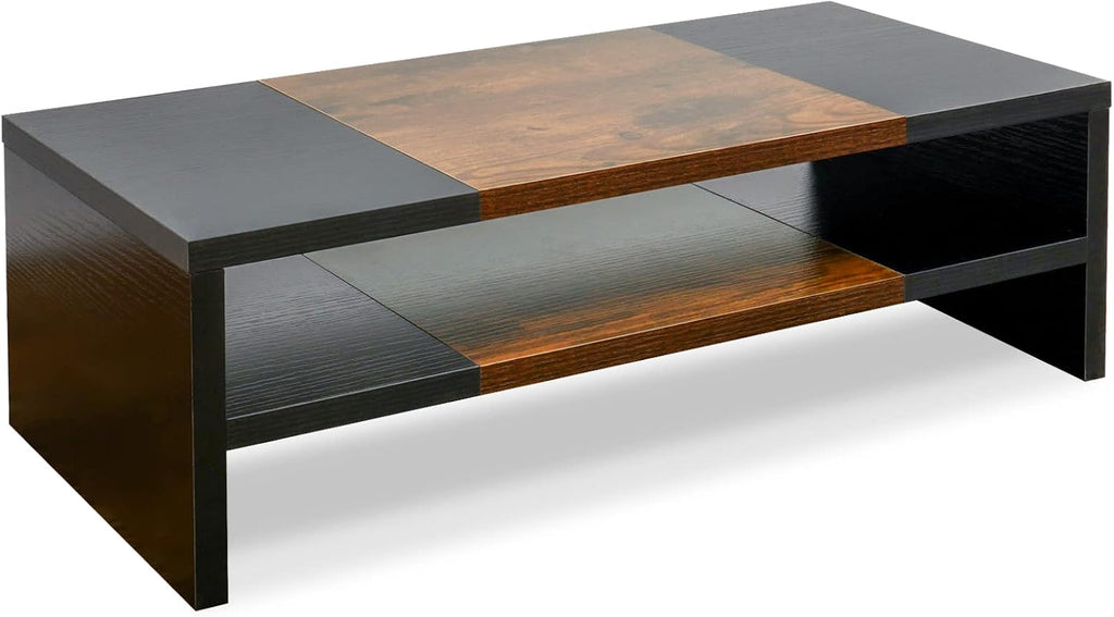 TEAMIX Base elevadora para monitor de 20 pulgadas - 2 niveles, estantería de madera moderna para escritorio