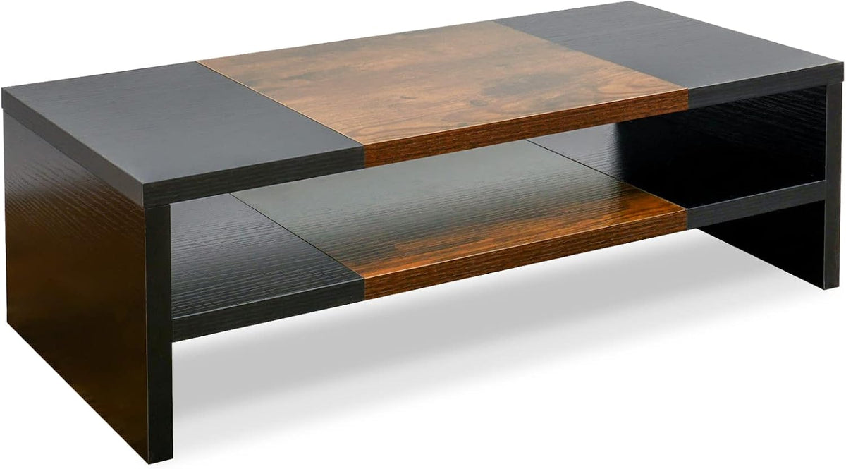 TEAMIX Base elevadora para monitor de 20 pulgadas - 2 niveles, estantería de madera moderna para escritorio