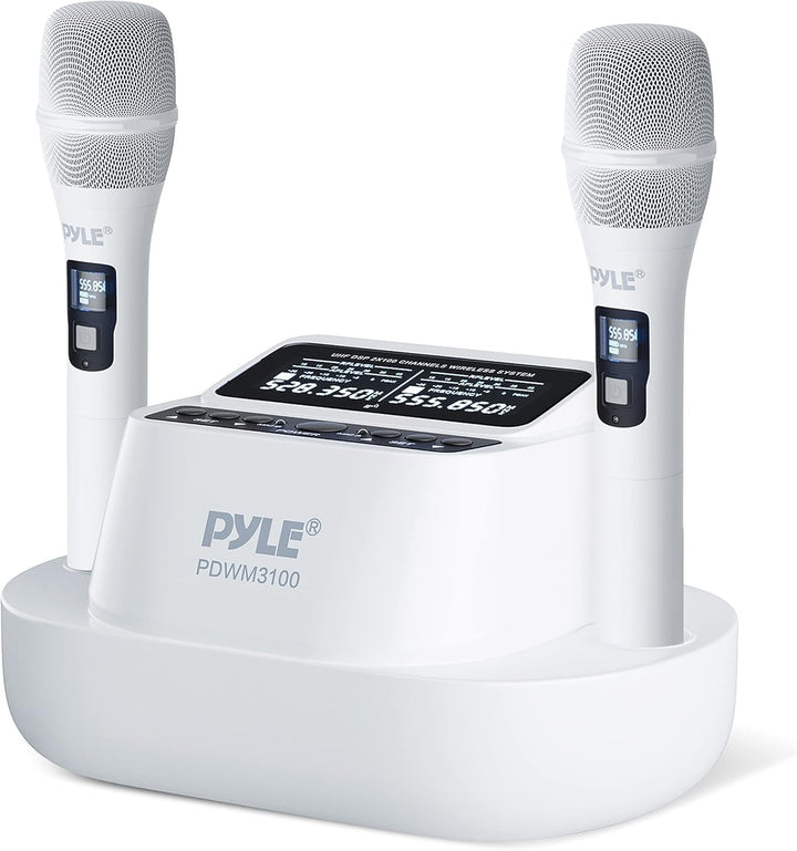 Pyle Juego de micrófonos de karaoke - Micrófonos inalámbricos con r...
