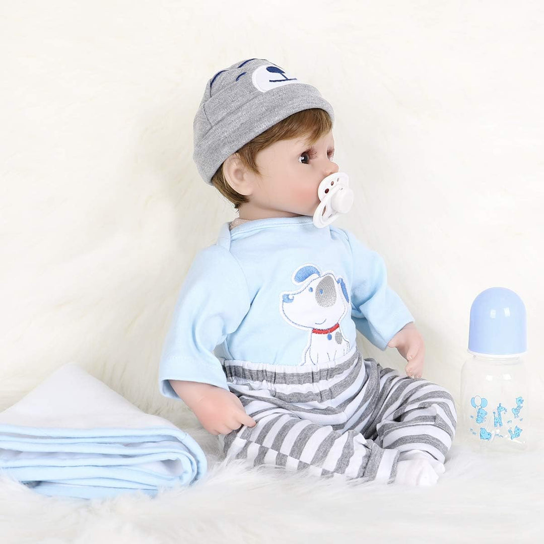 ENADOLL Reborn Baby Doll realista de vinilo de silicona bebé azul p...