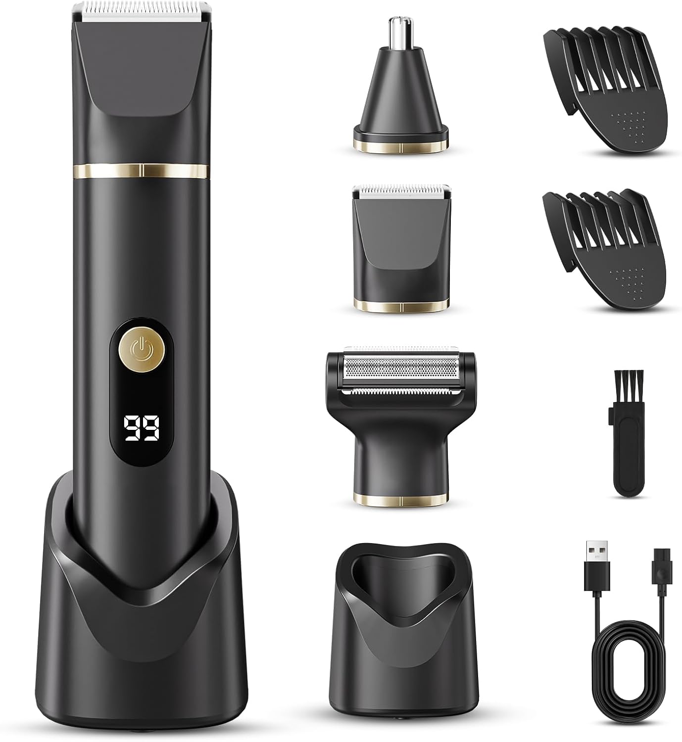 Cortadora de barba para hombres, afeitadora eléctrica IPX7 resisten...